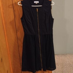Calvin Klein Black Sleeveless Dress with Gold Zipper